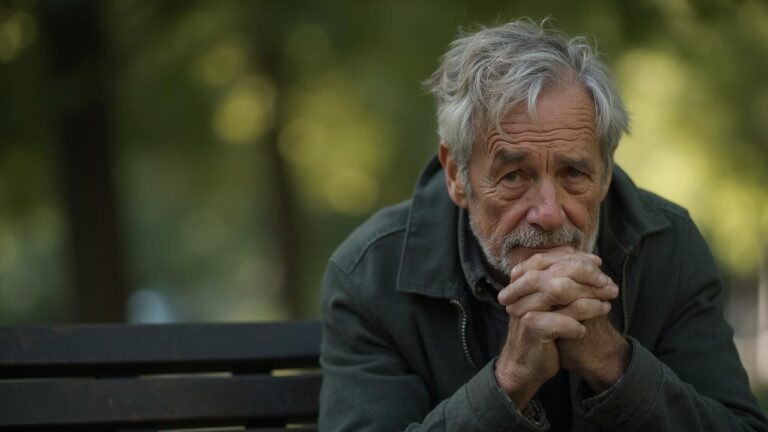 Gros plan d'un homme âgé avec des cheveux gris et une barbe regardant la caméra