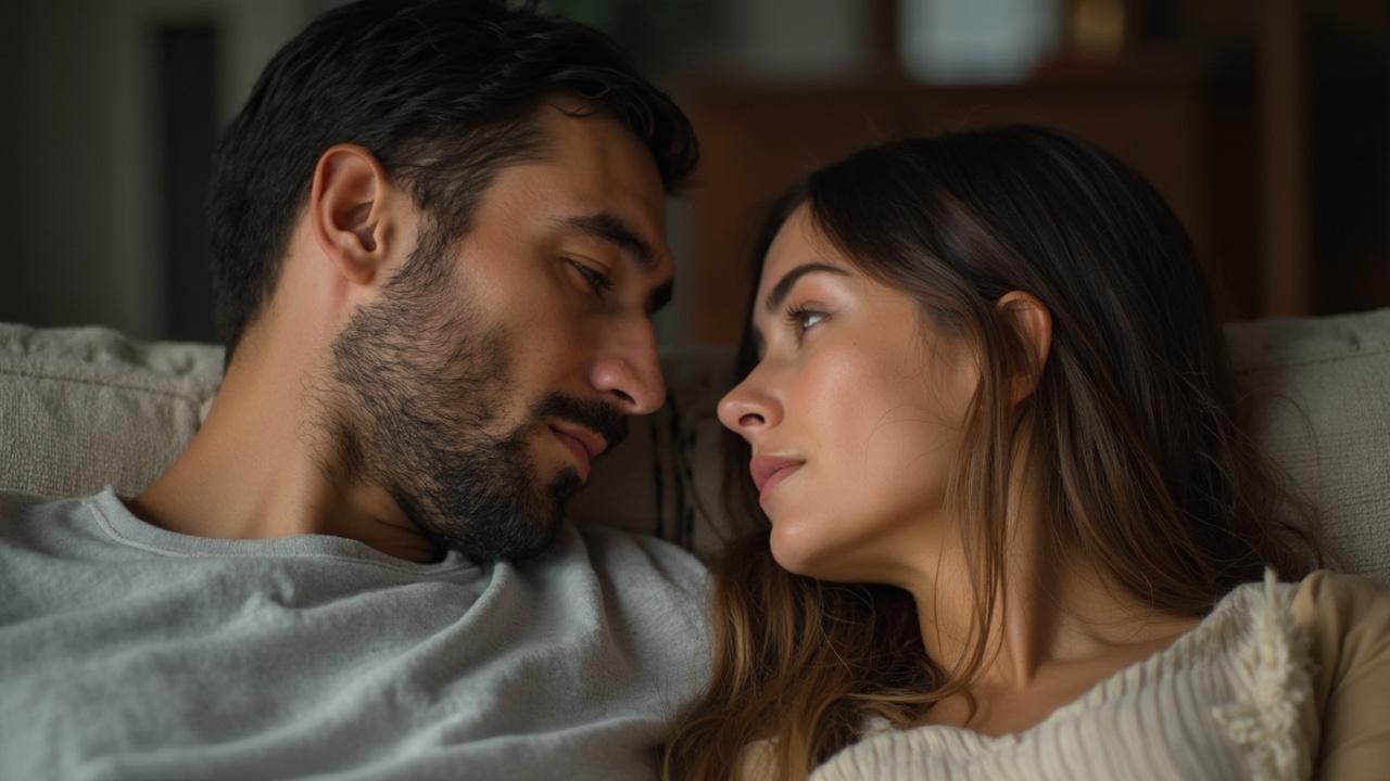 Couple enlacé dans un moment de tendresse et d'intimité