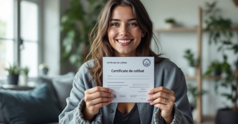Document officiel et stylo sur un bureau, illustrant le certificat de célibat en France