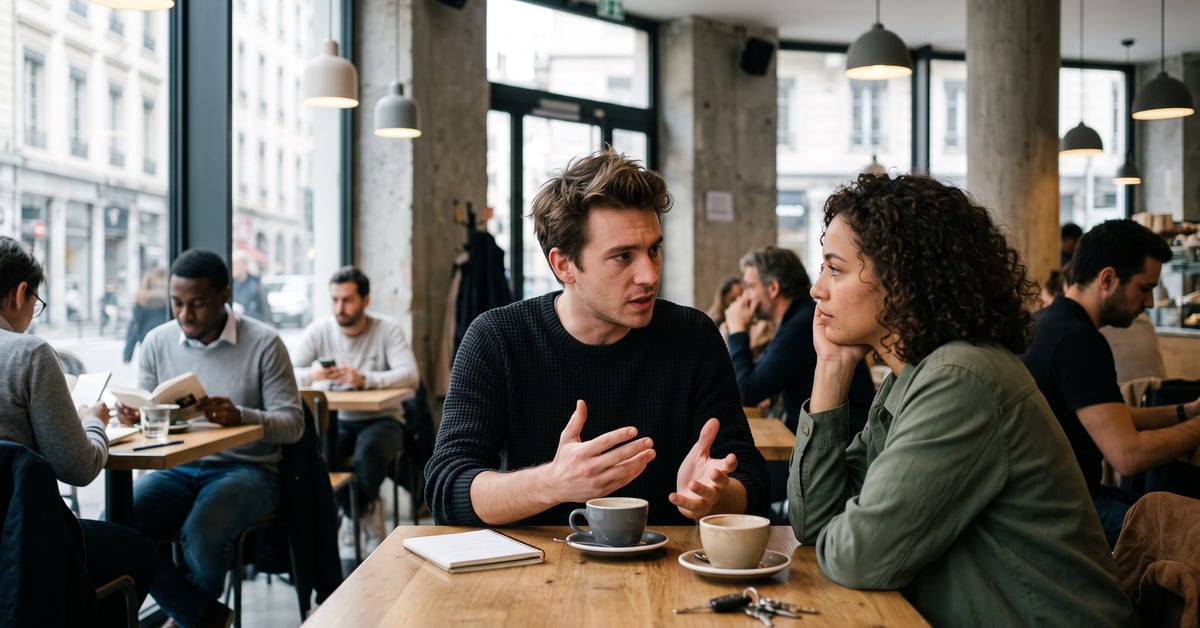 Couple en tension face à face, illustrant les mensonges dans une relation amoureuse avec un mythomane