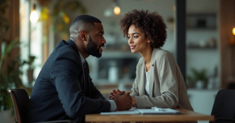 Femme calme et déterminée face à un homme manipulateur — comment déstabiliser un pervers narcissique